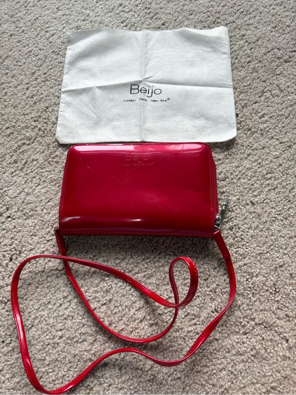 Beijo Glossy Red Patent Crossbody Wallet